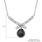 Tahiti Perle und weiße Zirkon Halskette, ca. 45 cm, 925 Silber rhodiniert ca. 0.36 ct image number 5