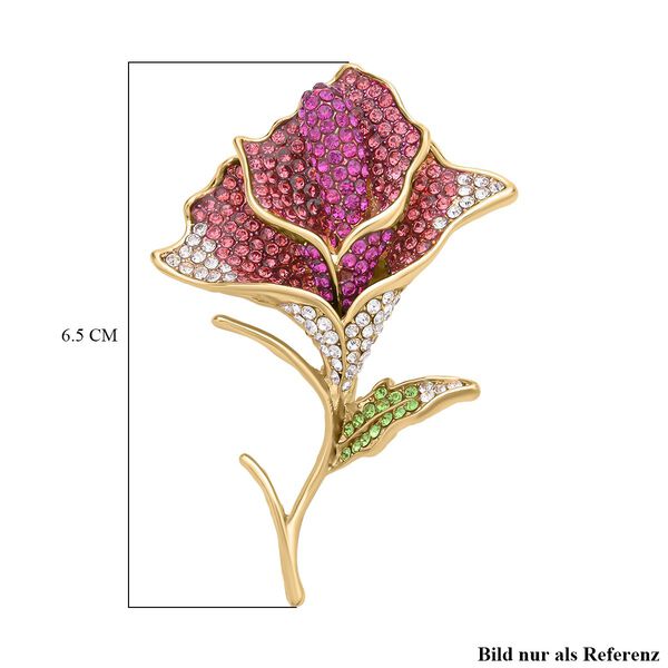 Rose Kristall Brosche, Goldfarben image number 5