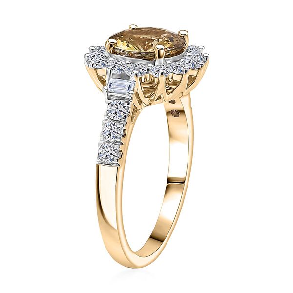 LUXURIANT AAA nat&uuml;rlicher goldener Tansanit und Labor Diamant Ring in 417 Gold - 2,95 ct. image number 3