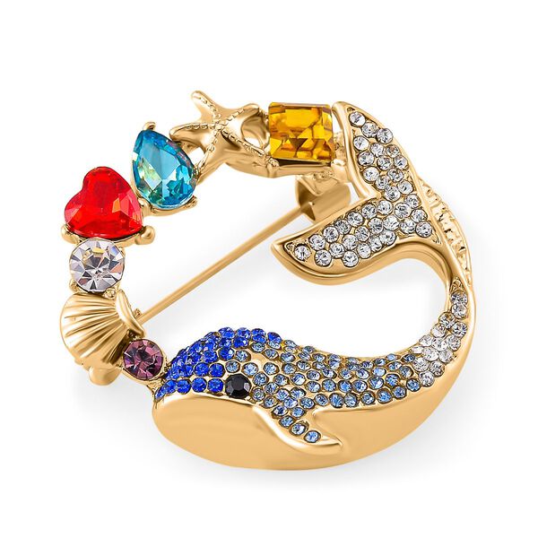 Mehrfarbiger Kristall Brosche Std Gelb image number 3