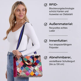 Chaos by Elsie Echtleder Crossbody Tasche mit RFID und Mini-Blitzlampe, 34x15x26,5cm