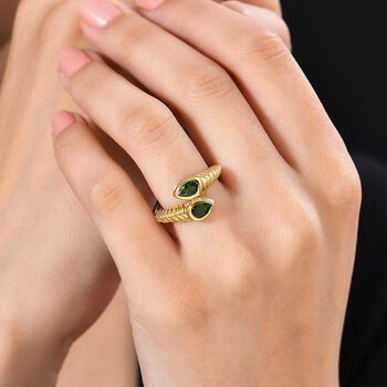 Nat&uuml;rlicher Chromdiopsid Ring 925 Silber vergoldet (Gr&ouml;&szlig;e 20.00) ca. 0,88 ct