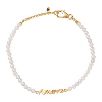 GP Amore Kollektion - S&uuml;&szlig;wasserperle und blaues Saphir Armband, 19cm