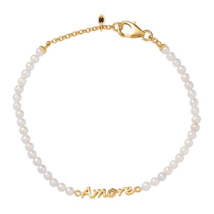 GP Amore Kollektion - Perle, Kanchanaburi Blauer Saphir Armband ca. 19 cm 925 Silber 750 Gelbgold Vermeil