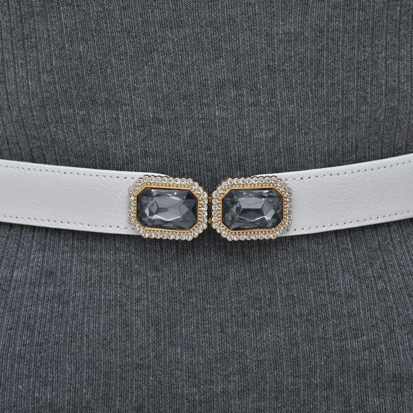 Modischer G&uuml;rtel mit Metallschnalle, Gr&ouml;&szlig;e 4x75 cm, gewebt, Wei&szlig; image number 4