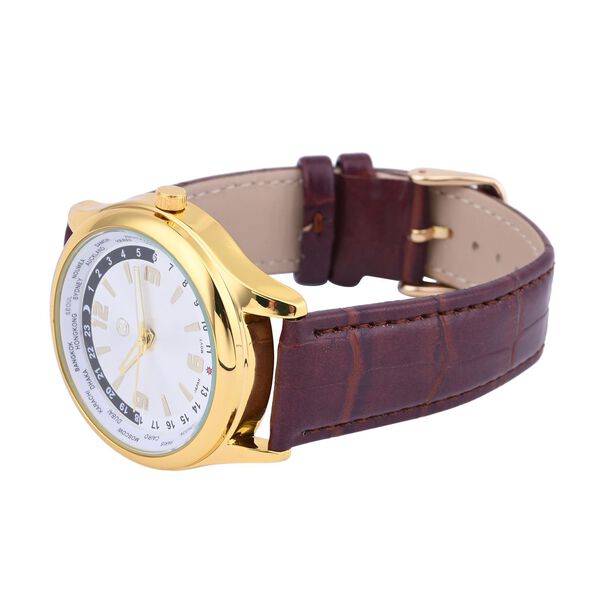 Strada - wasserdichte Uhr, Gold und Braun image number 4