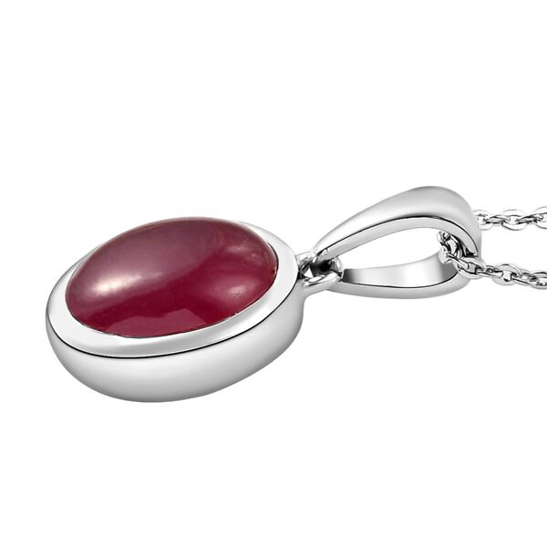 Afrikanischer Rubin-Solit&auml;r-Anh&auml;nger mit Kette in Silber, 4,12 ct. image number 4