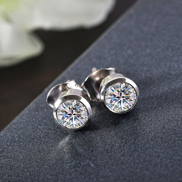 Moissanit Ohrstecker 925 Silber platiniert ca. 0,88 ct image number 2