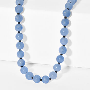 EverTrue Milchige Aquamarin und schwarze Spinell 50cm Halskette - 185 ct.