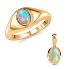 AA Natürlicher, äthiopischer Welo Opal Schmuckset 925 Silber Gelbgold Vermeil (Größe 19.00) ca. 1.04 ct