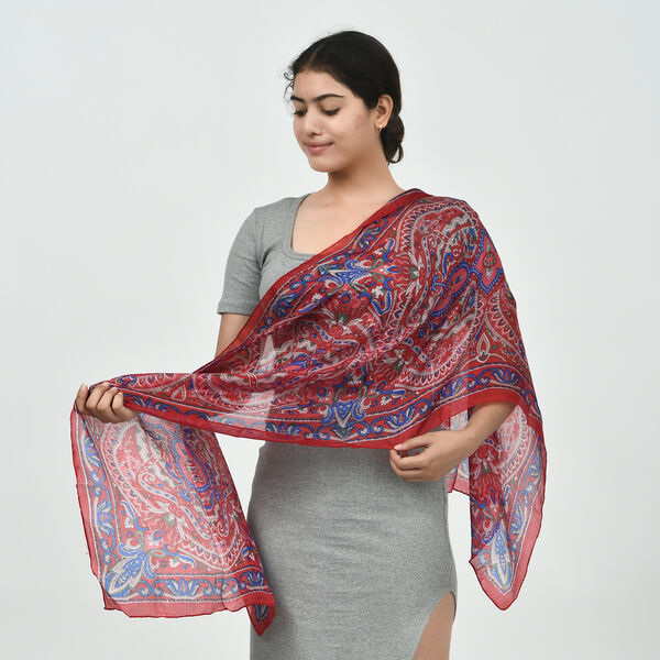 Eleganter Schal aus 100% Seide, Rot image number 3