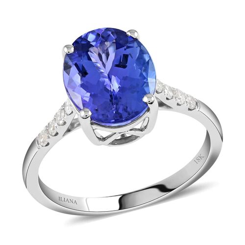 ILIANA zertifiziert und geprüft AAA Tansanit und GH-SI Diamant Ring in 750 Weißgold - 3,50 ct. image number 0