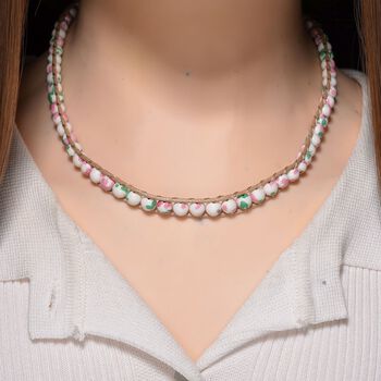 Flexible mehrfarbige Regenblumen-Yuhua-Quarzit Halskette - 80 ct.