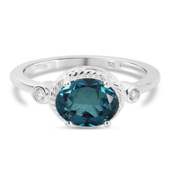 Indicolit Triplett Quarz und Zirkon-Ring, 925 Silber (Gr&ouml;&szlig;e 16.00) ca. 1,42 ct