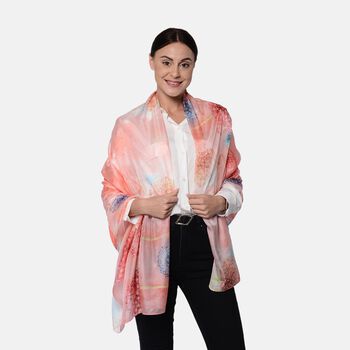 LA MAREY - 100% nat&uuml;rlicher, bedruckter Maulbeerseiden-Schal in Geschenkbox, 110x180 cm, Rosa