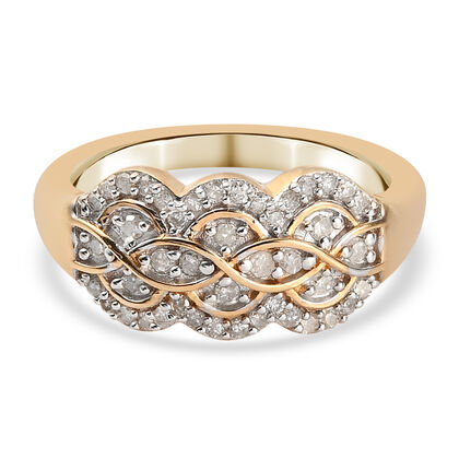 Diamant-Ring, 925 Silber Gelbgold Vermeil (Größe 19.00) ca. 0,33 ct
