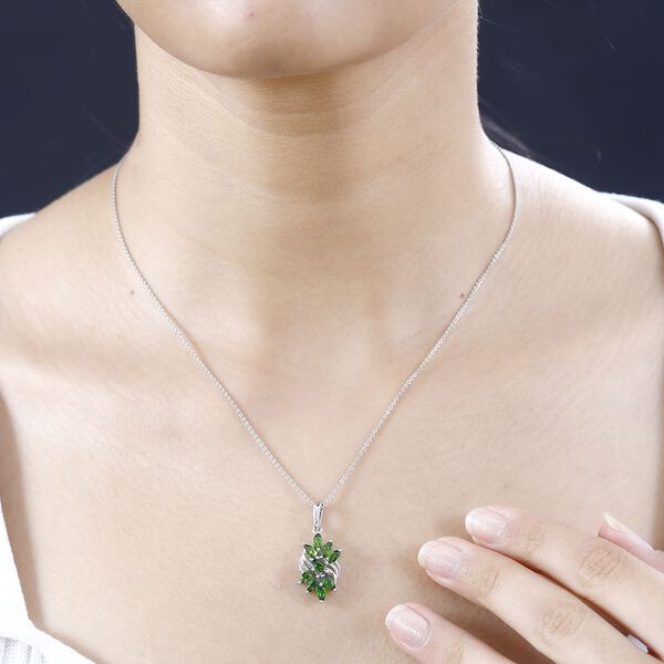 Nat&uuml;rlicher Chromdiopsid Anh&auml;nger 925 Silber rhodiniert ca. 1.51 ct image number 3