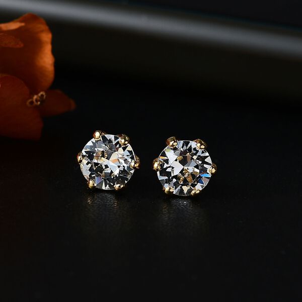 J Francis gefertigt mit Swarovski Weißer Kristall Ohrringe 925 Silber 750 Gelbgold Vermeil image number 2