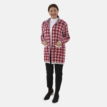 Kuschelweicher, geschmeidiger Cardigan mit zwei Taschen, 114x82 cm, rot