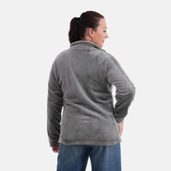 LA MAREY Jacke aus Samt mit Rei&szlig;verschluss, Gr&ouml;&szlig;e L/XL, Grau