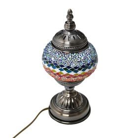 Orientalische Tischlampe aus Glas-Mosaik, handgefertigt, 14x28 cm, blau