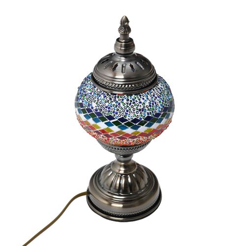 Orientalische Tischlampe aus Glas-Mosaik, handgefertigt, 14x28 cm, blau image number 0