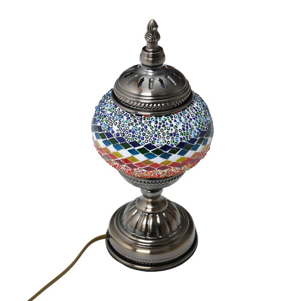Orientalische Tischlampe aus Glas-Mosaik, handgefertigt, 14x28 cm, blau image number 0