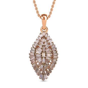 Nat&uuml;rlicher Champagner Diamant Anh&auml;nger mit Kette, 925 Silber Ros&eacute;gold Vermeil ca. 1.00 ct