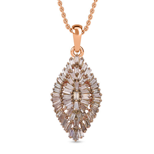 Natürlicher Champagner Diamant-Anhänger mit 45cm Kette - 1 ct. image number 0