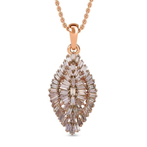 Nat&uuml;rlicher Champagner Diamant-Anh&auml;nger mit 45cm Kette - 1 ct.