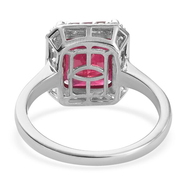 Rubin Afrikanisch und Zirkon Halo Ring 925 Silber Platin-&Uuml;berzug image number 6