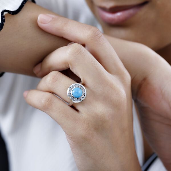 AA Sleeping Beauty Türkis und Zirkon Ring - 2,57 ct. image number 3