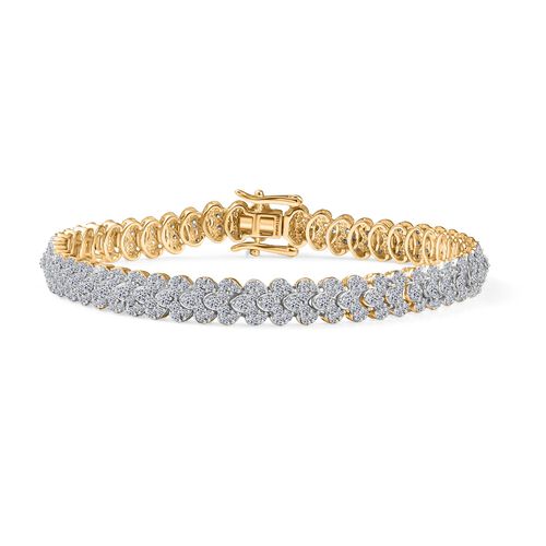 Lab Grown Diamant SI Armband ca. 19 cm 925 Silber 750 Gelbgold Vermeil ca. 4,64 ct. image number 0