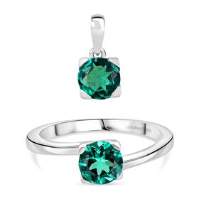 LUXURIANT AAA Labor kolumbianisches Smaragd Schmuckset, 925 Silber rhodiniert - 2,70 ct.