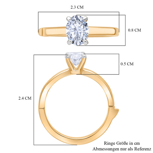 LUXURIANT SGL zertifizierter SI-GH Labor Oval-Diamant Ring, 925 Silber 750 Gelbgold Vermeil - 1 ct. image number 6