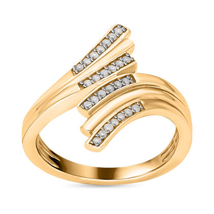 Wei&szlig;er Diamant Ring, 925 Silber Gelbgold Vermeil (Gr&ouml;&szlig;e 18.00) ca. 0.20 ct