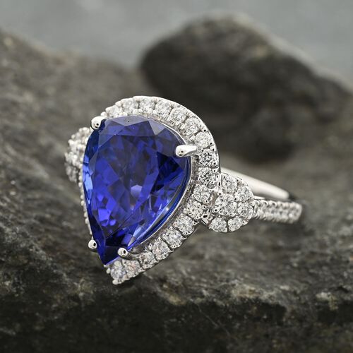 RHAPSODY zertifiziert und geprüft AAAA Tansanit und VS-EF Diamant Ring in 950 Platin - 7,50 ct. image number 1