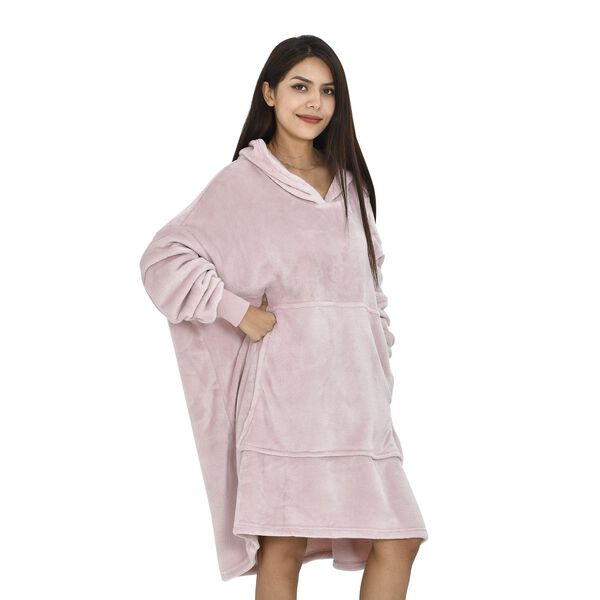 Flauschiger Flanell Hoodie mit gro&szlig;er Tasche, 96x89cm, rosa image number 3