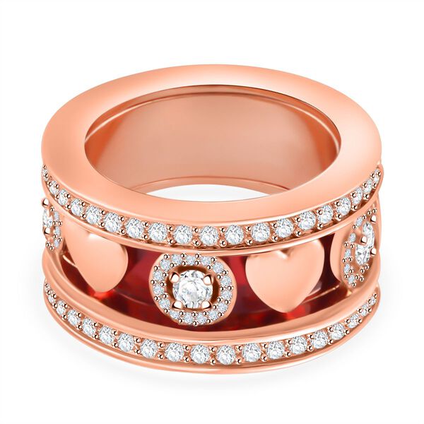 Weißer Kristall Herzmotiv-Ring mit Pavé-Fassung, Roséton,(Größe 19.70) image number 5