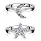 2er-Set Moissanit Ring 925 Silber rhodiniert ca. 0,40 ct