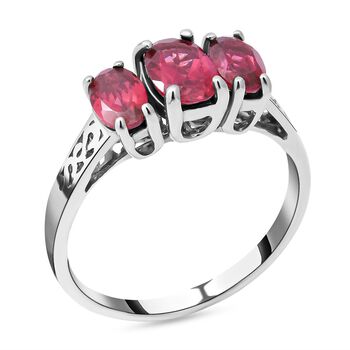 Rhodolith Granat-Ring, 925 Silber platiniert  ca. 2,09 ct