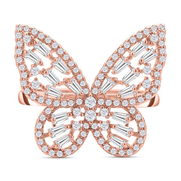 Wei&szlig;er Zirkonia-Ring, (Gr&ouml;&szlig;e 17.00), ca. 1,56  ros&eacute;farben 1.56 ct