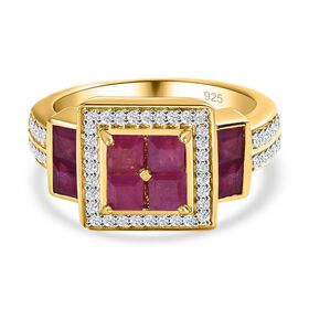 Afrikanischer Rubin-Ring, (Fissure gefüllt), 925 Silber Gelbgold Vermeil