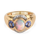 Natürlicher, äthiopischer Opal und Tansanit-Ring, 925 Silber Gelbgold Vermeil  ca. 1,73 ct image number 0