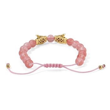 Kirsche Quarz, Schwarzer Zirkonia Armband, Flexibles, Messing Standard