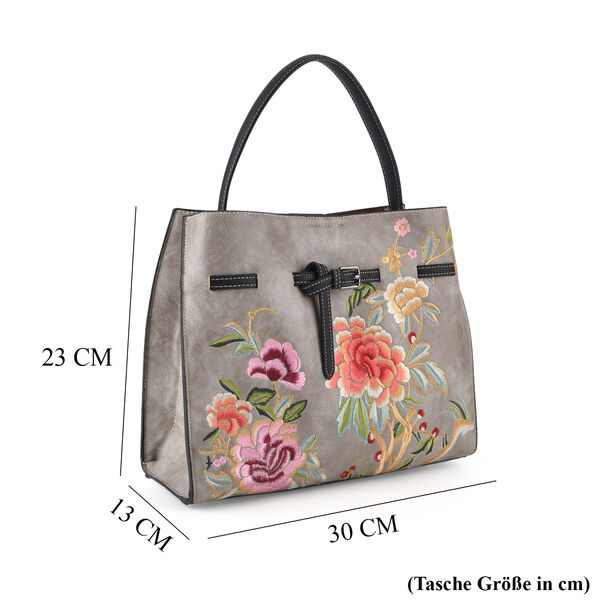 Florale Kunstprint Crossbody Tasche mit Komfort-Schulterriemen, 30x13x23cm, Grau image number 7
