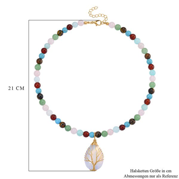 Opalit, Mehrfarbig Edelsteine Halskette ca. 45 cm+ 5 cm, Std Gelb ca. 230.00 ct image number 6