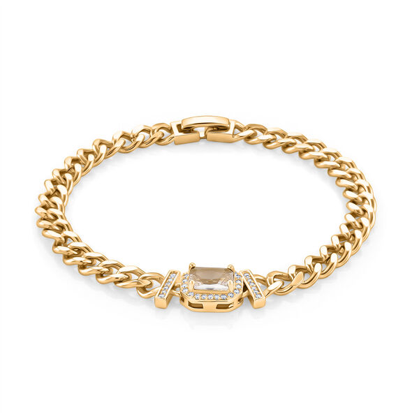 Wei&szlig;er Zirkonia Armband ca. 19 cm Nickelfreies Messing vergoldet