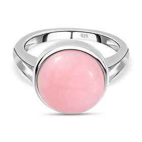 Natürlicher Peruanischer Rosa-Opal Ring, 925 Silber platiniert, ca. 5.79 ct