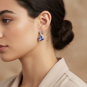 LUXORO AGI zertifiziert und gepr&uuml;ft AAAA Tansanit und VS-EF Diamant Ohrringe in 950 Platin - 2,51 ct.